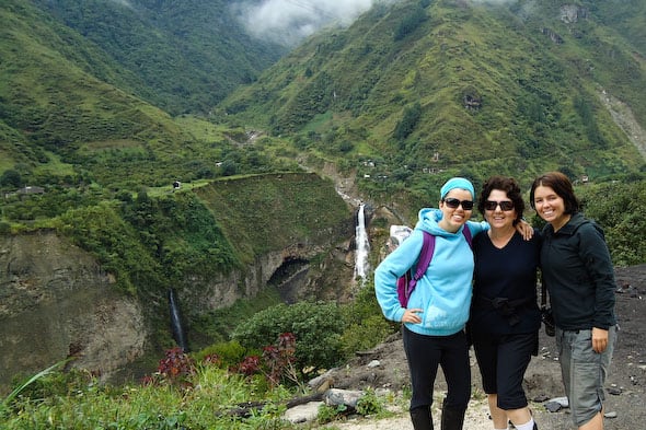 Waterfall body Family waterfall in Ecuador