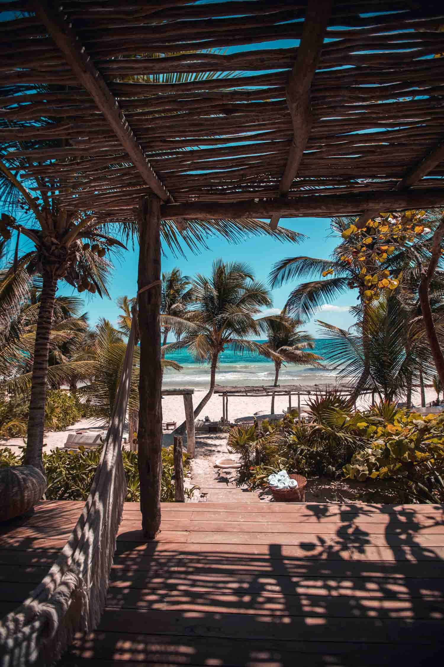 Tulum restaurant looking onto beach front.