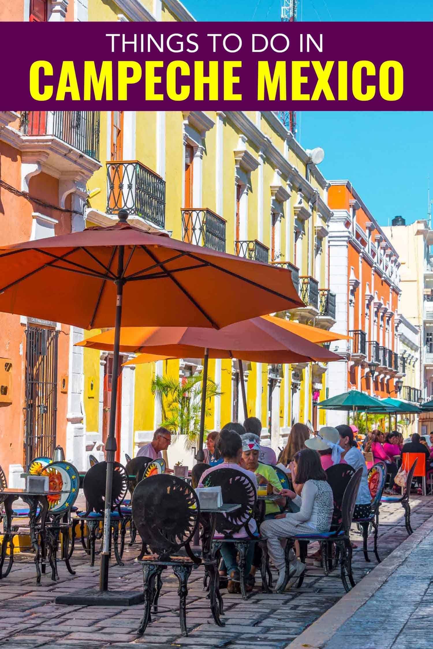 Campeche Mexico pedestrian street with restaurants and cafes