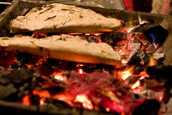 Tlayudas on the fire in Oaxaca Mexico