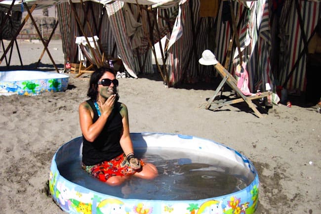 woman in wading pool