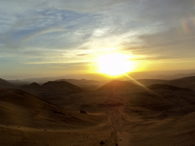 peru sunset in desert