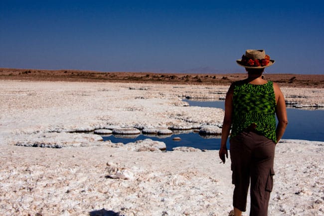 Woman in salar llamara