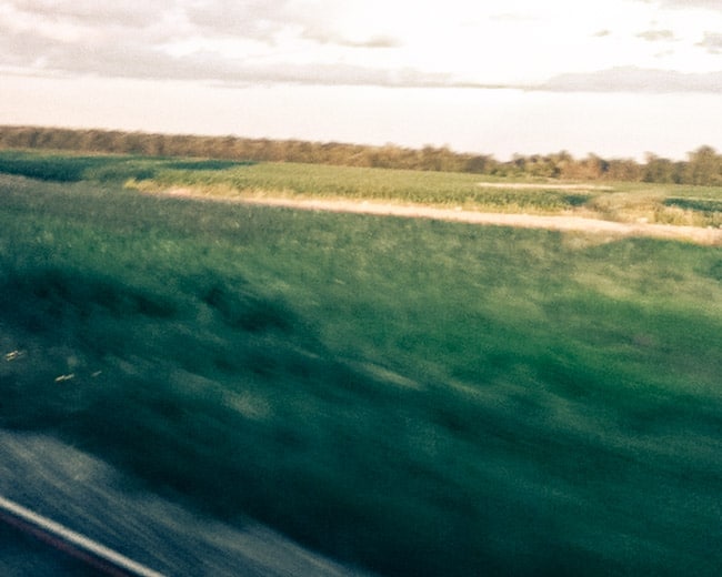 blurry train window