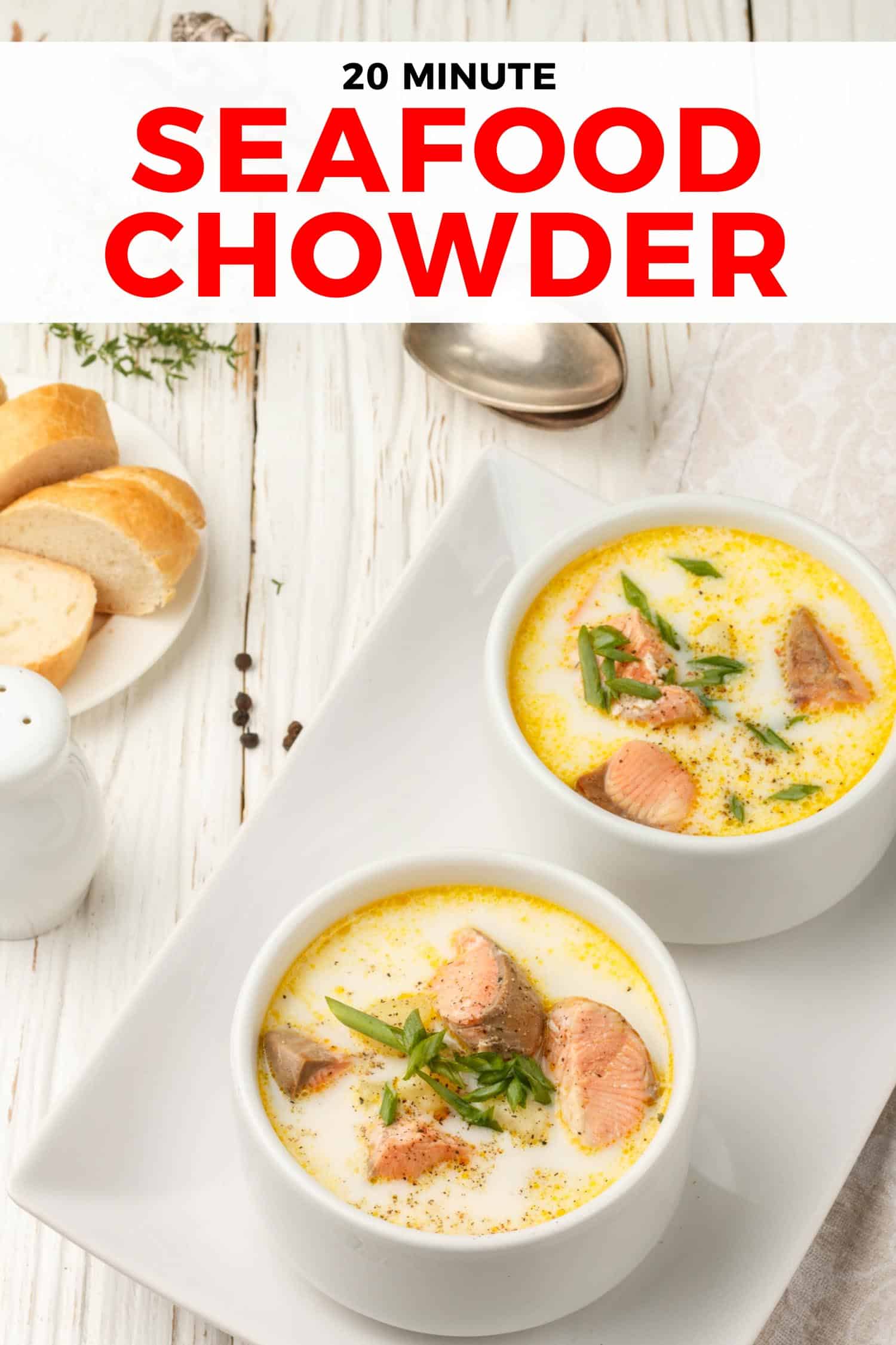 Creamy fish chowder in a couple bowls