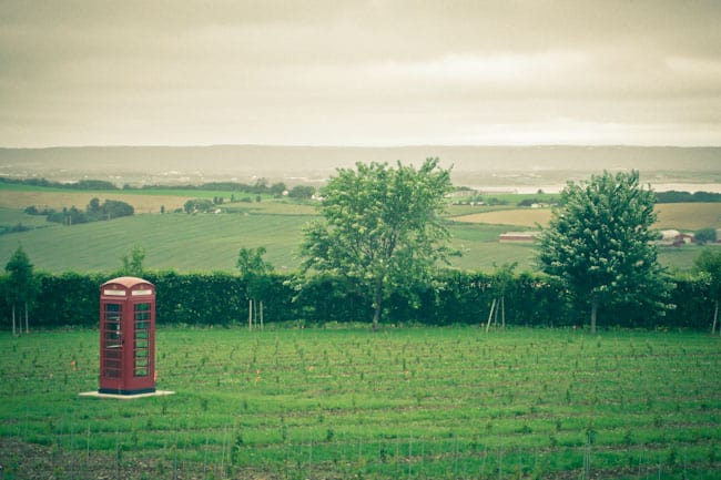 telephone booth in open space