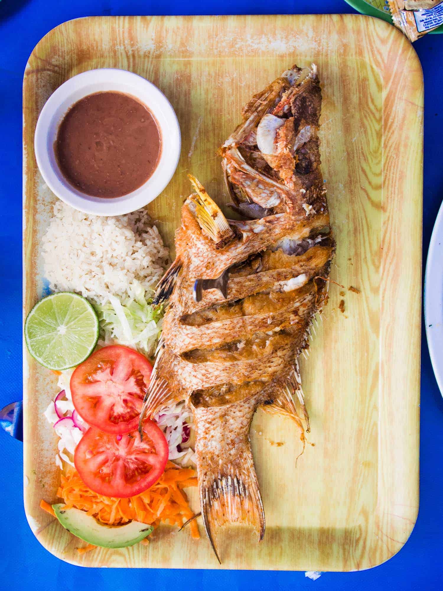 Grilled fish at El Pirata restaurant in Playa del Carmen