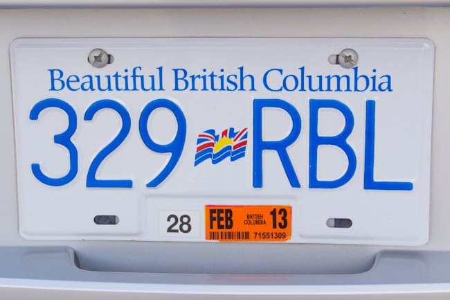 british colombia license plate