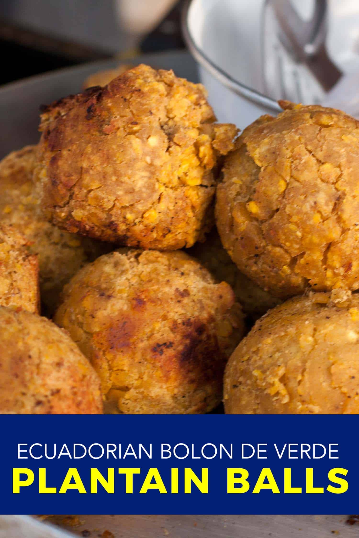 Bolon de verde, stuffed plantain balls in a tin