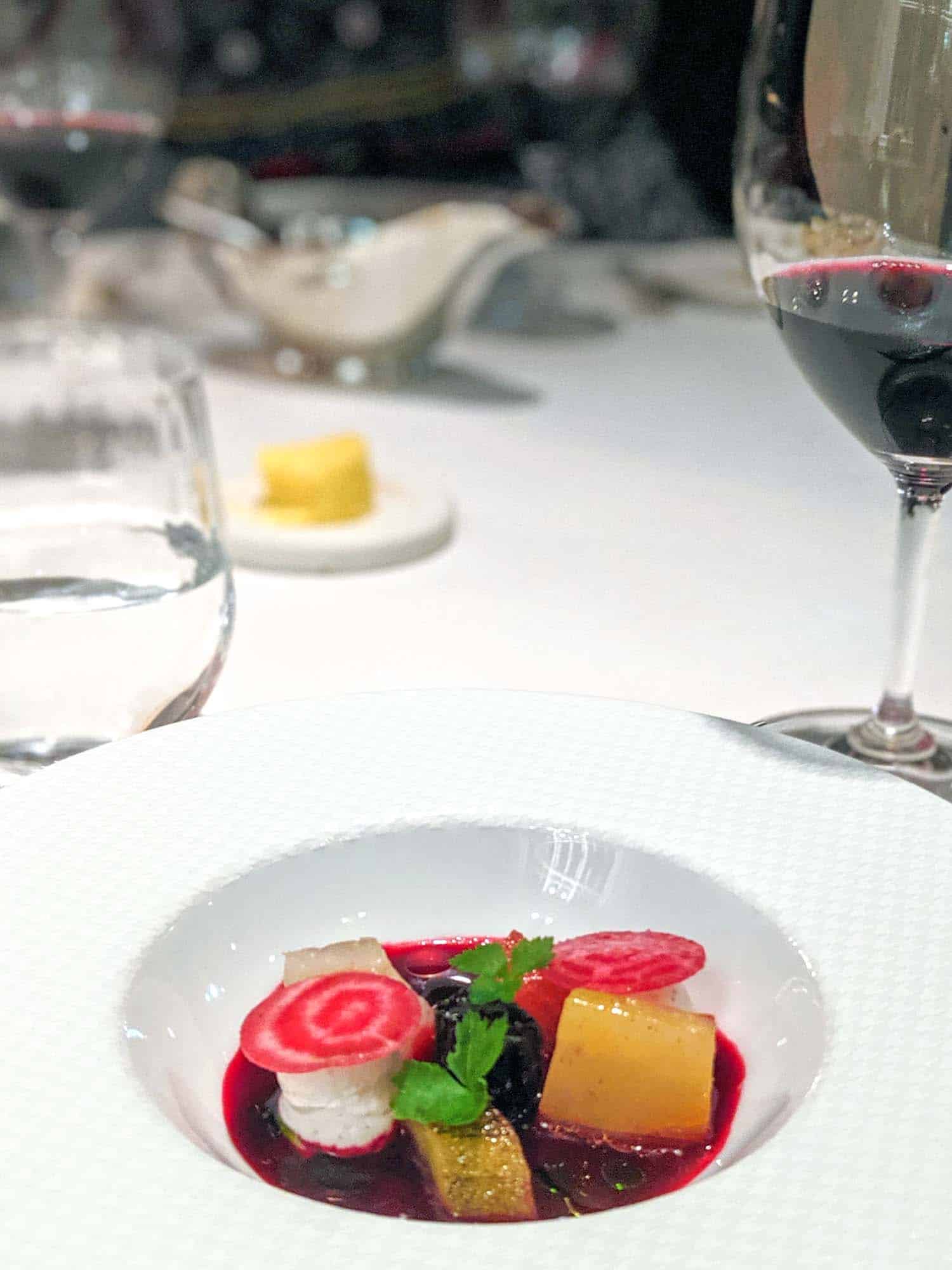 Beet salad at a Michelin star restaurant in Dublin