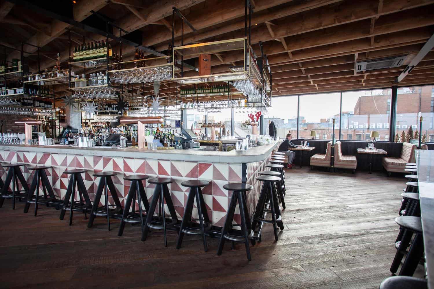 Sophies restaurant in Dublin, interior of bar