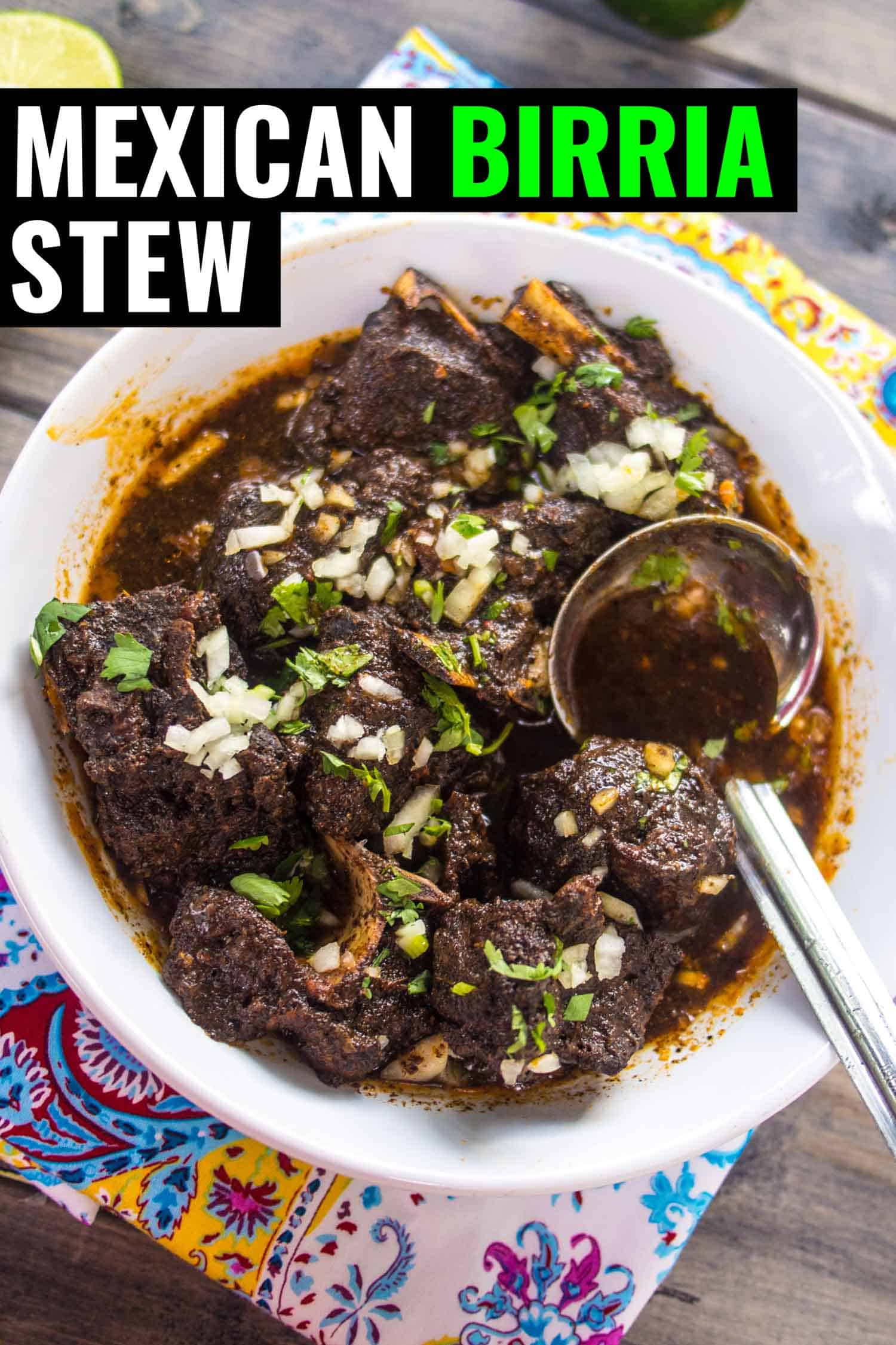 Mexican beef stew birria on a table