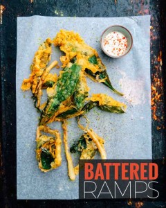 This beer battered ramp recipe features wild leeks, also known as wild garlic. Foraged in the Spring this recipe features them as the ultimate onion ring with great texture and flavour.