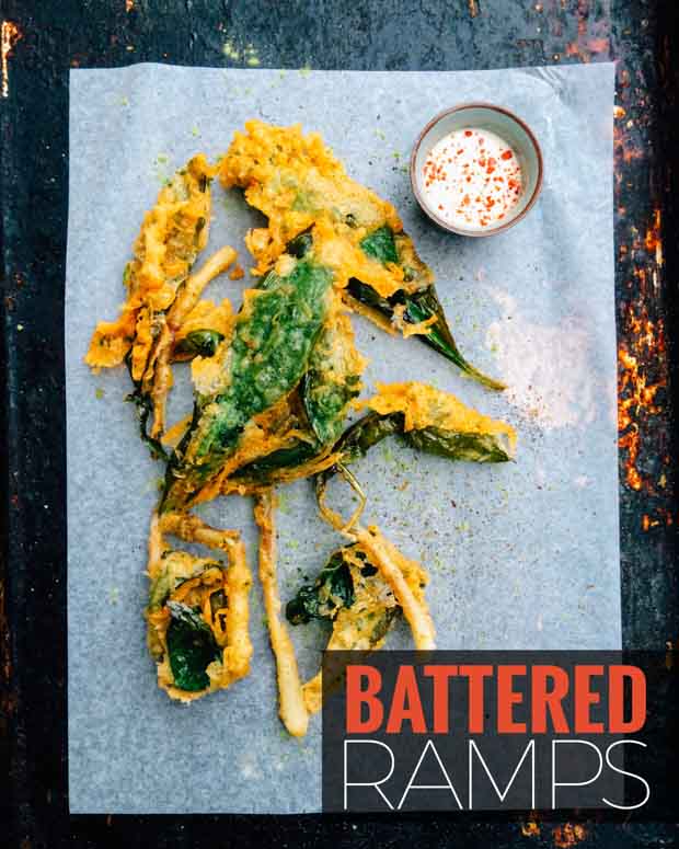 wild garlic beer battered ramps This beer battered ramp recipe features wild leeks, also known as wild garlic. Foraged in the Spring this recipe features them as the ultimate onion ring with great texture and flavour.