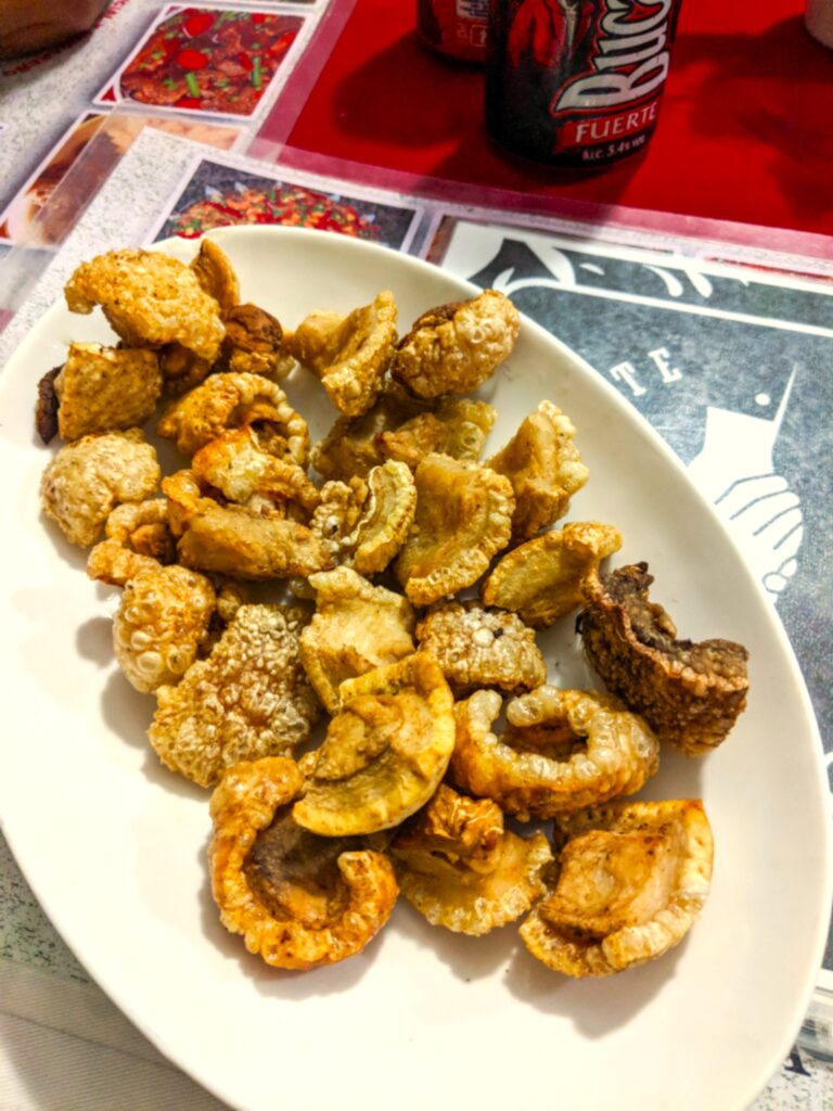 Chicharron on a plate at los amigos restaurant in Havana Cuba
