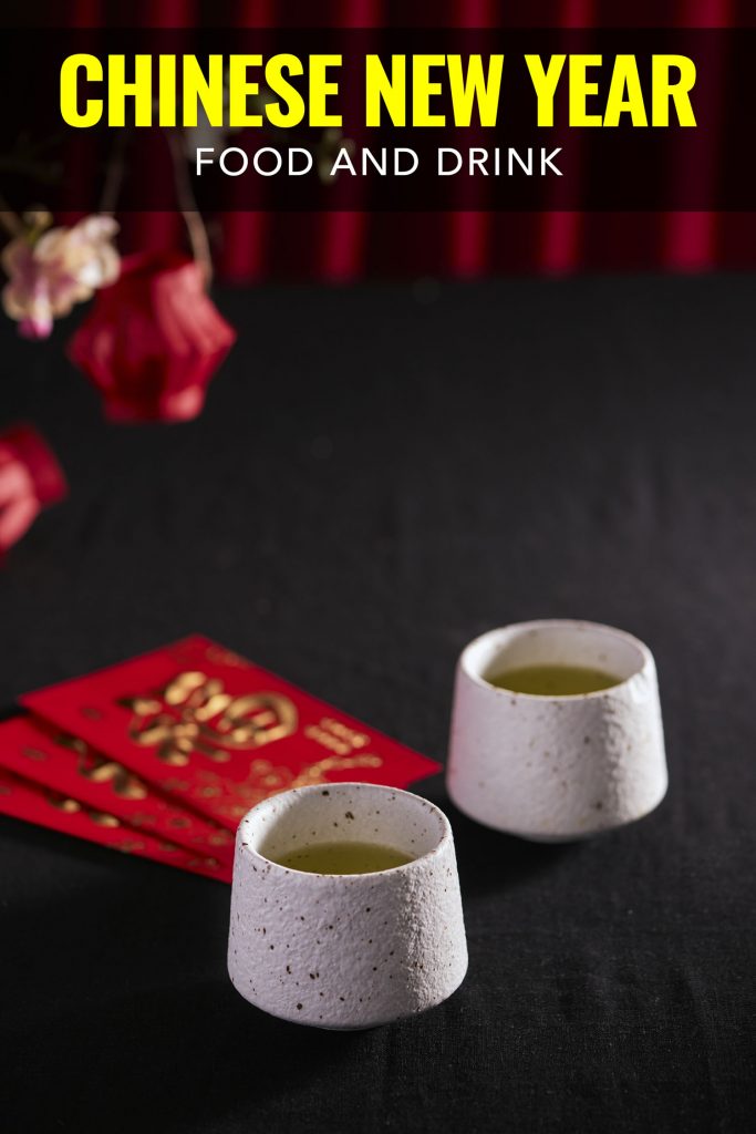 Tea and money envelopes during Chinese New Year