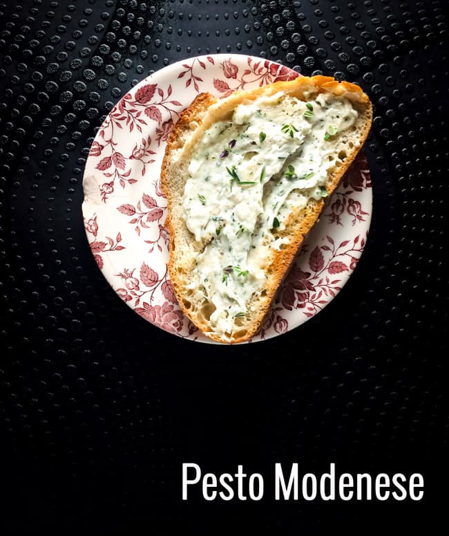 pesto modenese One of the true delicacies of Italy, learn how to make pesto Modenese with lardo and serve it warm on bread.