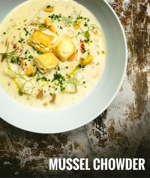 mussel chowder header Mussel chowder is a traditional favorite on Prince Edward Island. Here's an award-winning Chef recipe.