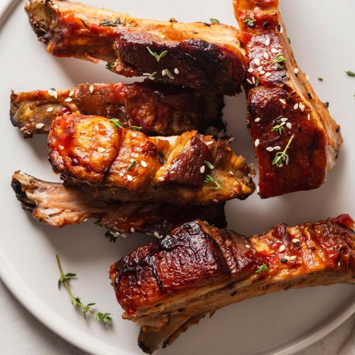 ribs on a white plate