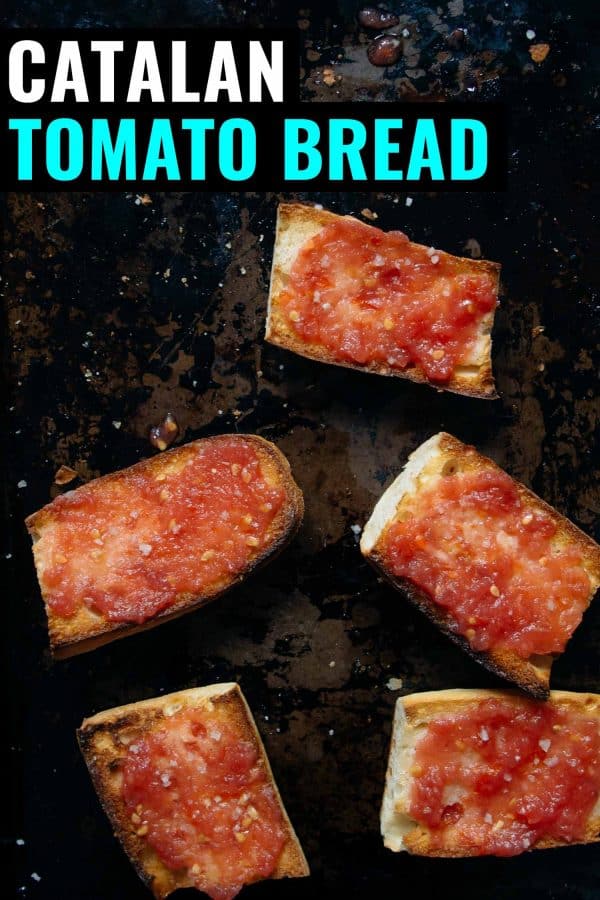 catalan tomato bread Tomato bread on baguettes on tray