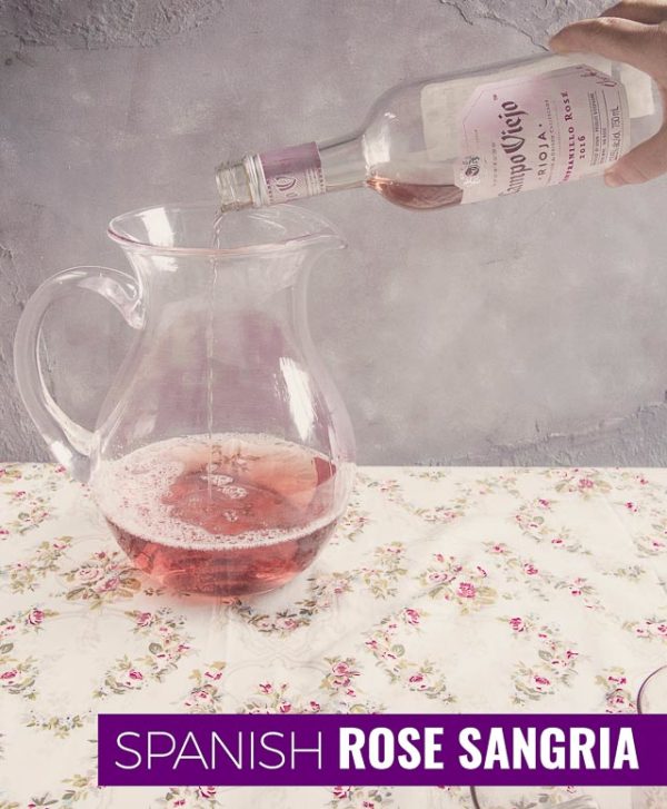 rose sangria This rose sangria recipe is a twist on the classic Spanish sangria but uses rose wine, peaches and raspberries.