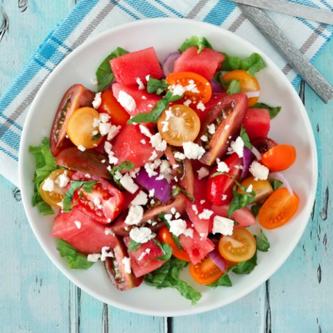 Tomato watermelon feta salad