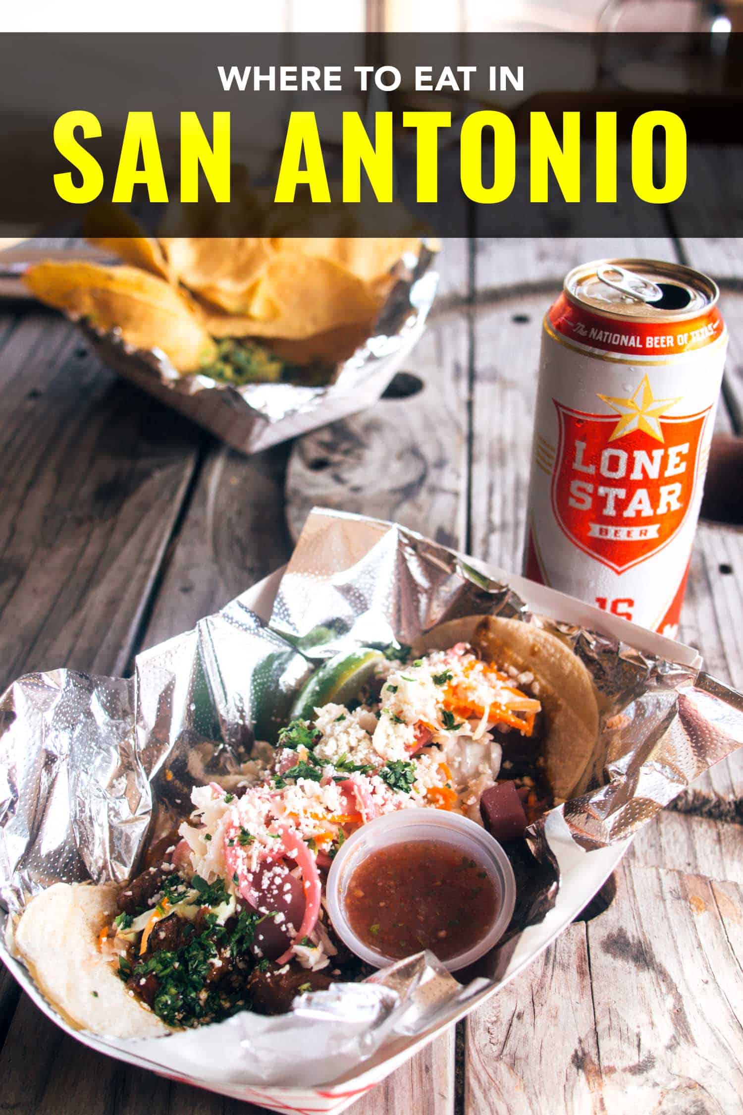 San Antonio tacos with Lone Star beer