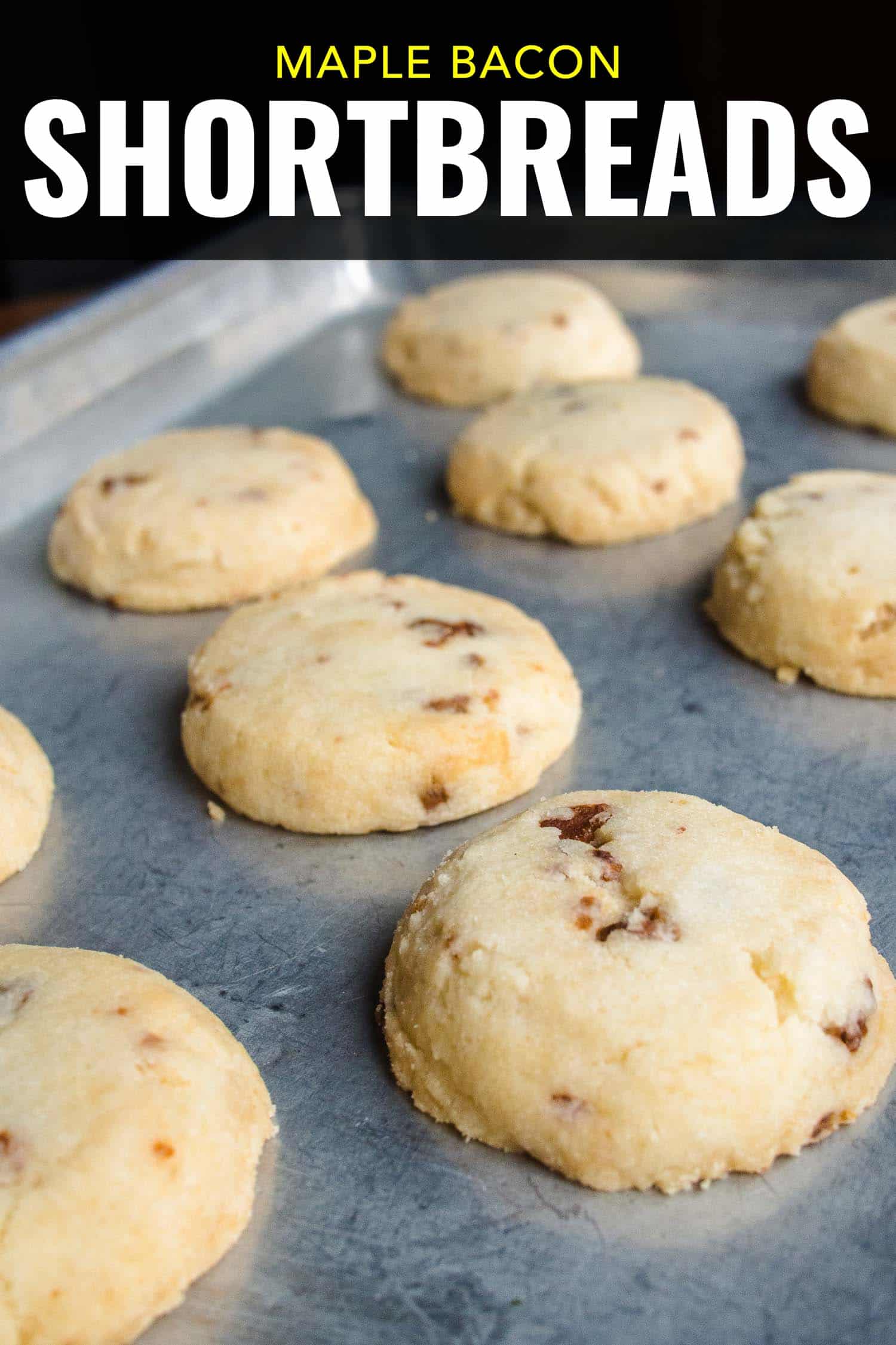 maple bacon cookies on a sheet pan