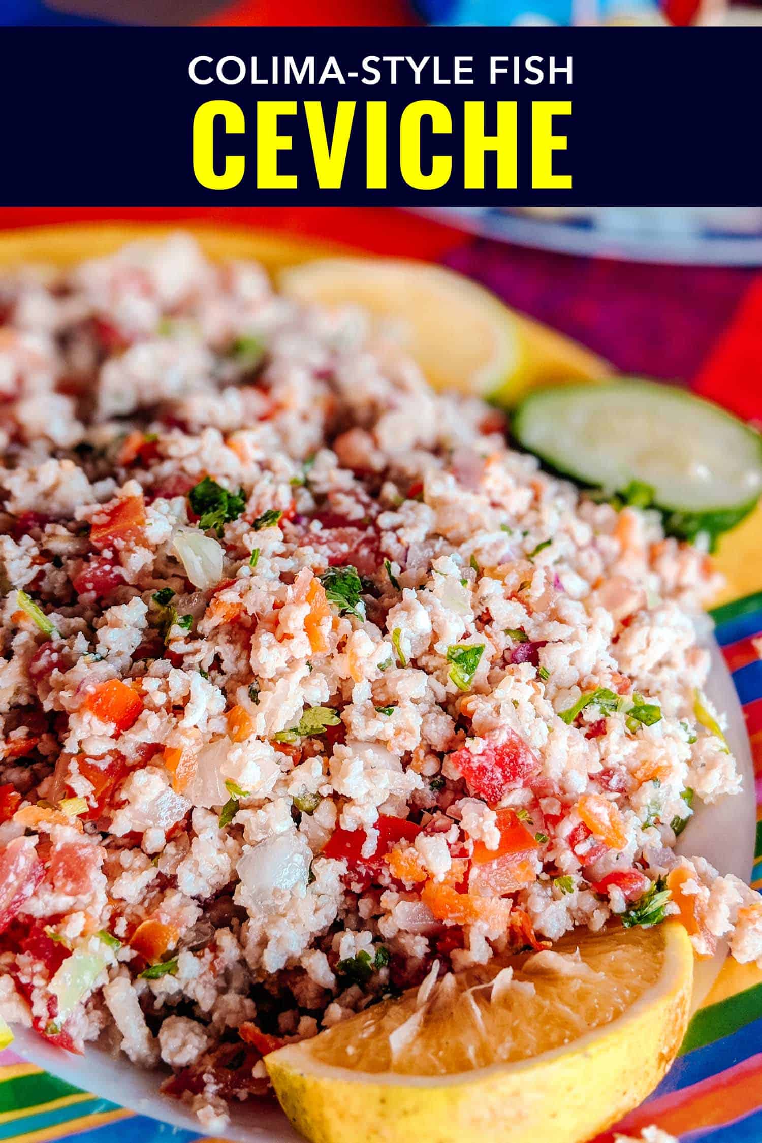 Colima-style Mexican ceviche on a table.