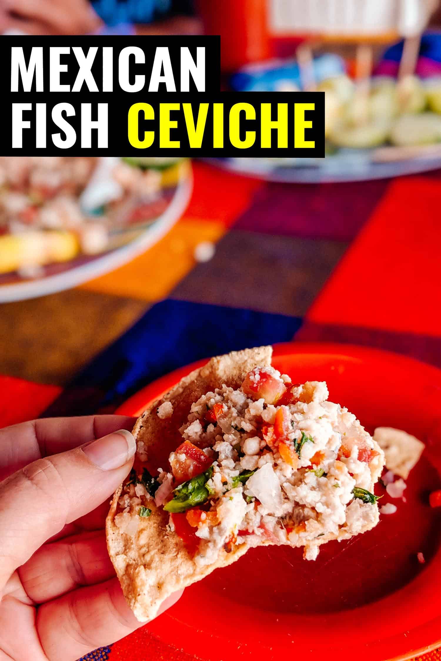 Colima-style Mexican ceviche on a table.