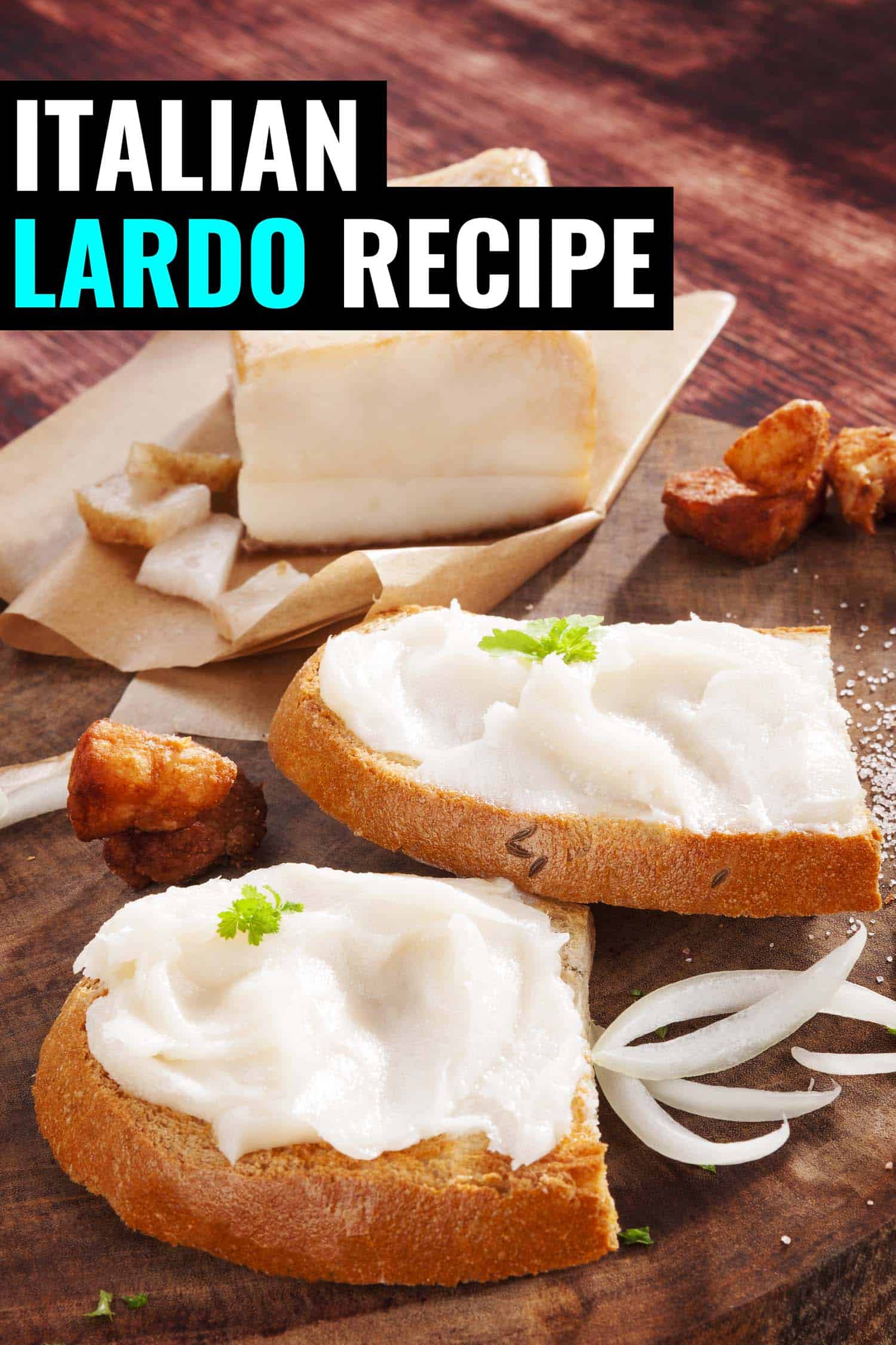 sliced lardo on brad