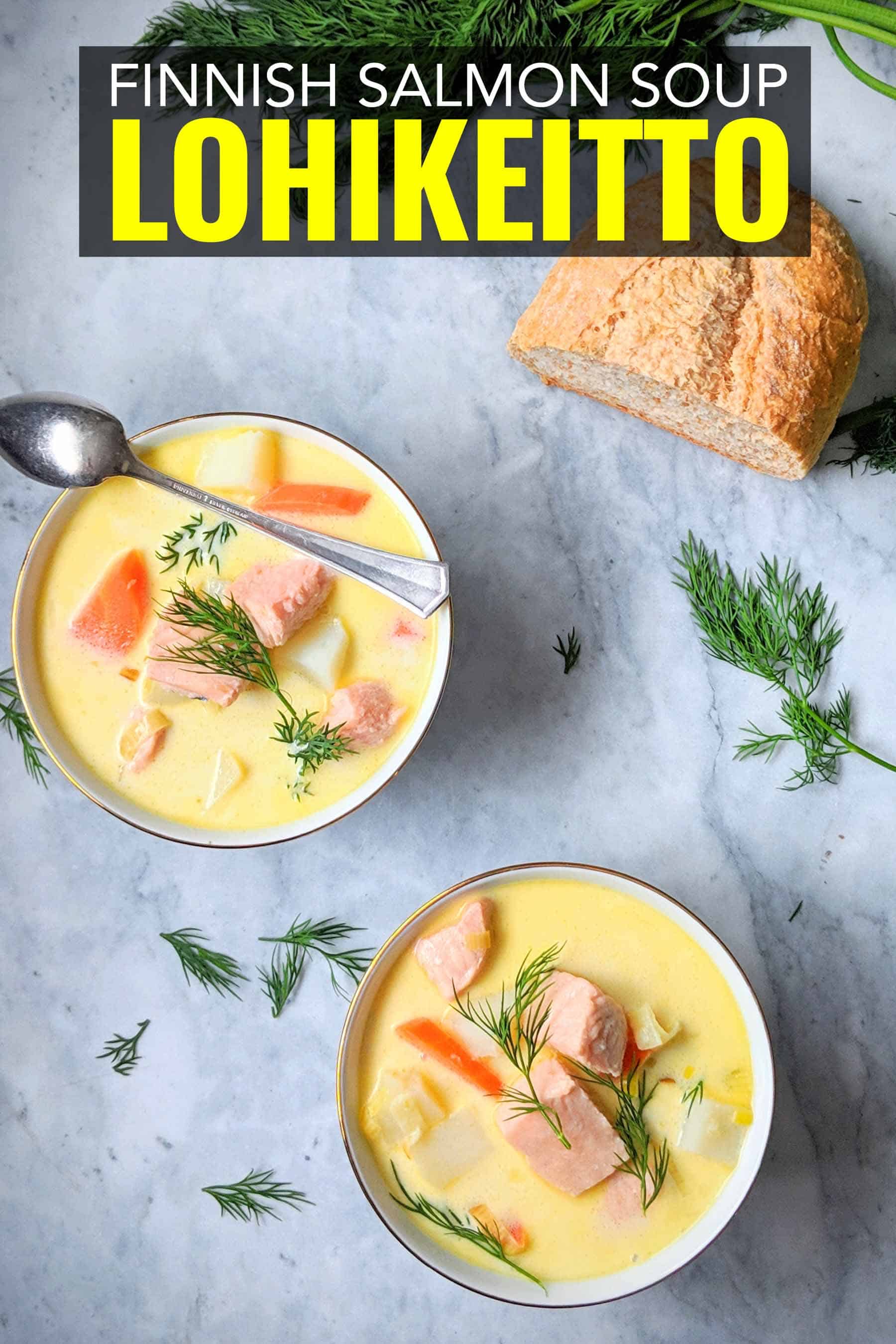 Lohikeitto is a creamy Finnish salmon soup, this recipe is unbelievably easy to make.