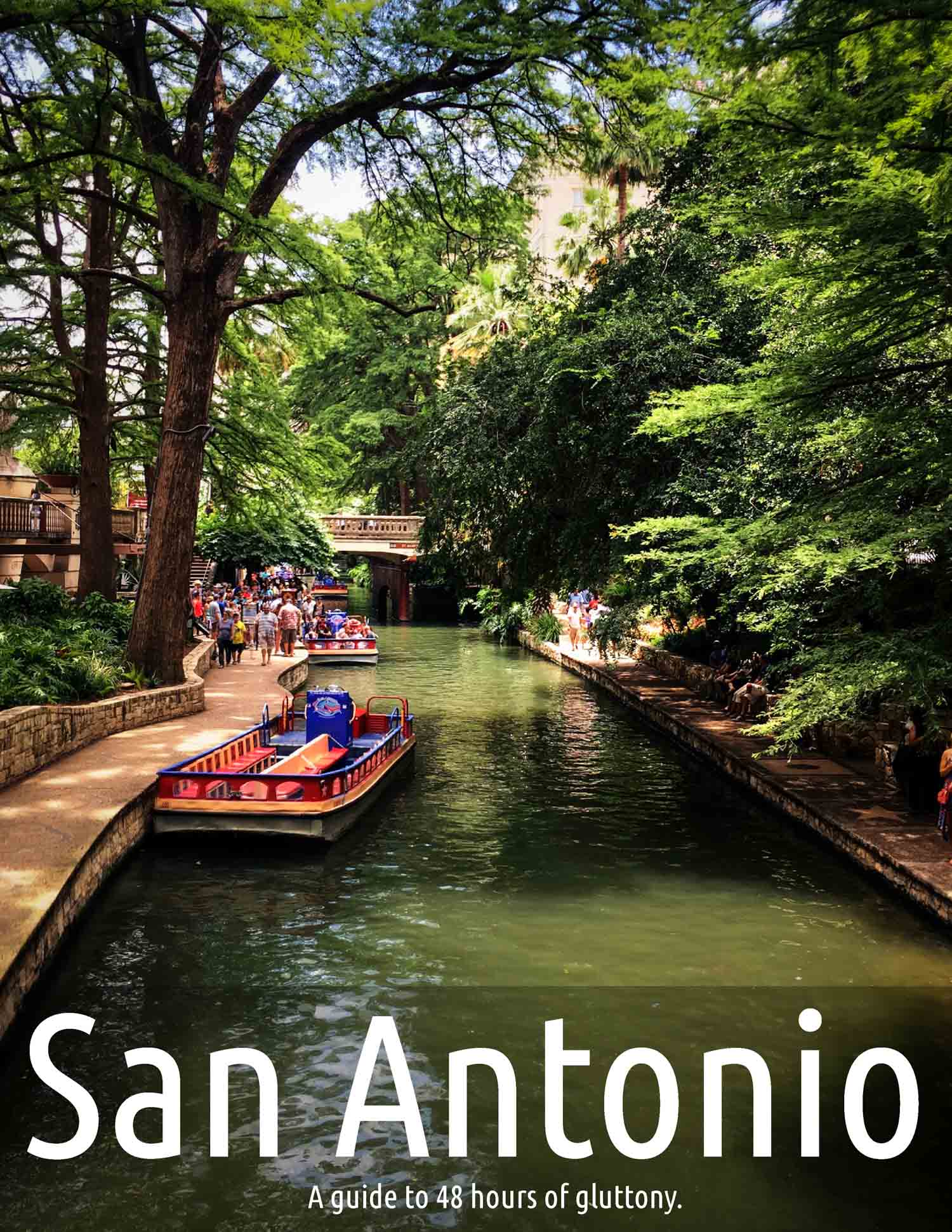 San Antonio River Walk with boat and river