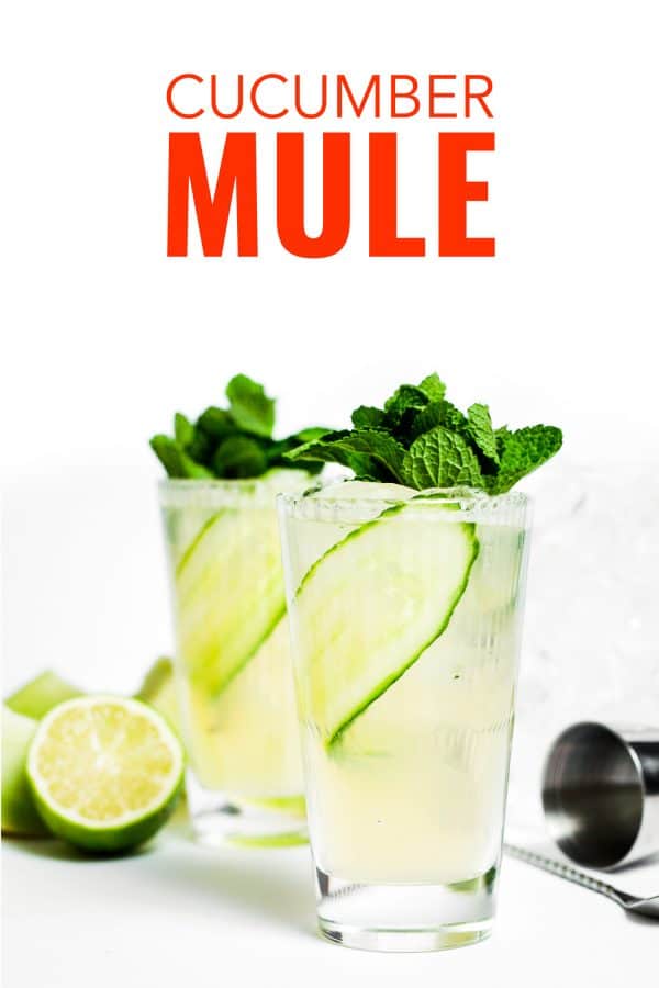 cucumber mule header Easy cucumber mule cocktail recipe with gin instead of vodka.