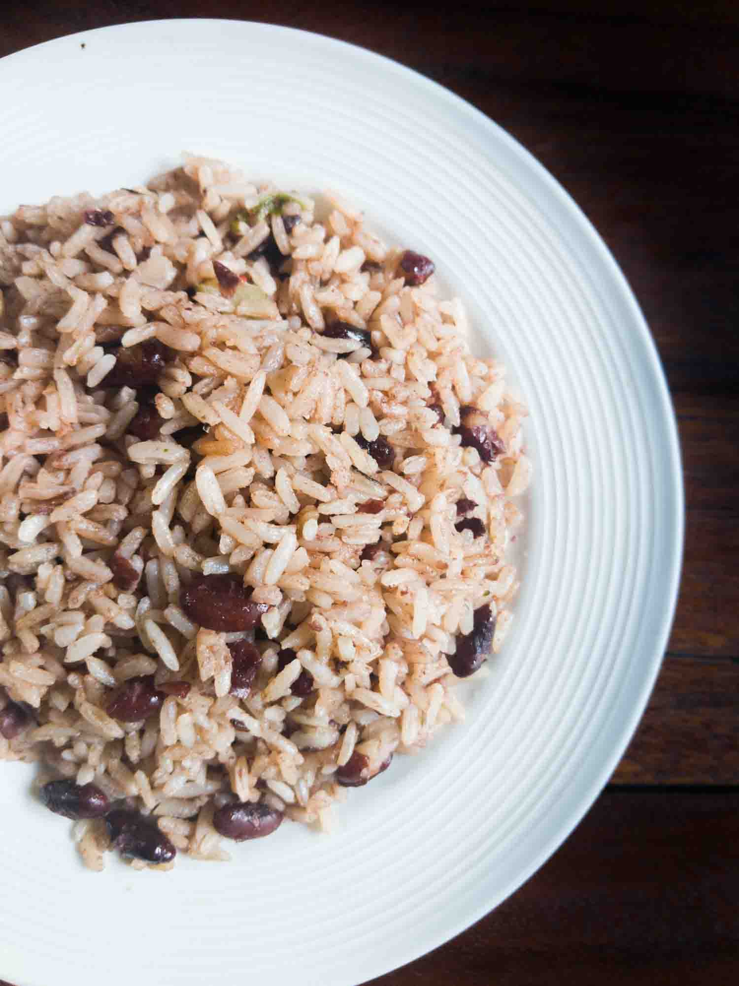 Caribbean rice and beans with coconut are more common in southern Costa Rica than gallo pinto.