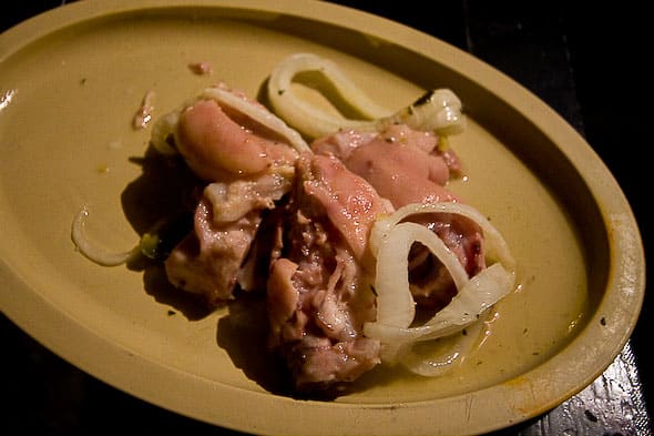 Sau or saus is a typical Panamanian dish that is pickled pig feet.