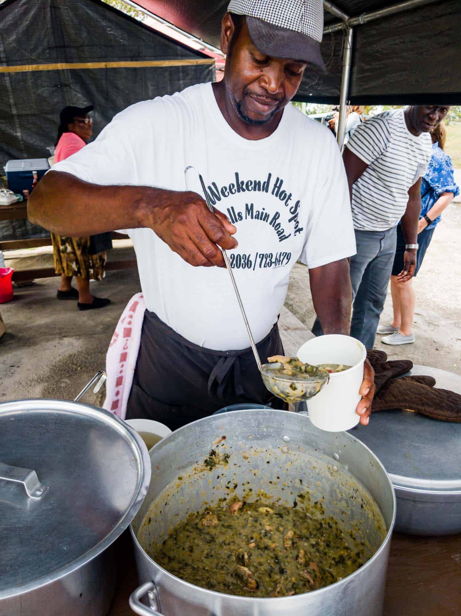 The Weekend Hot Spot, an Antigua restaurant on the roadside serving callalo.