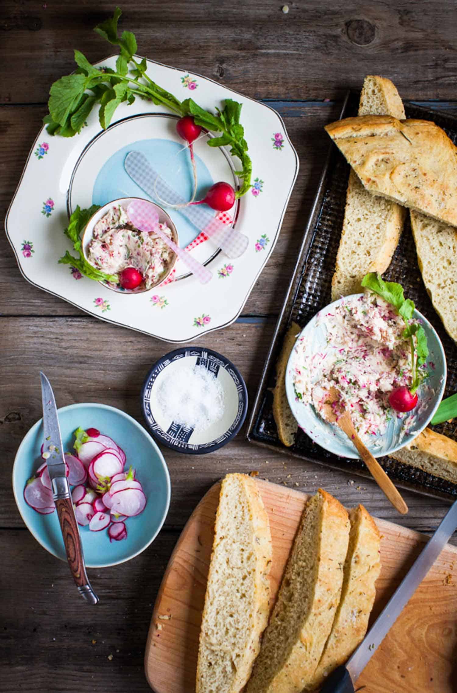 Focaccia with Radish Ramp Butter