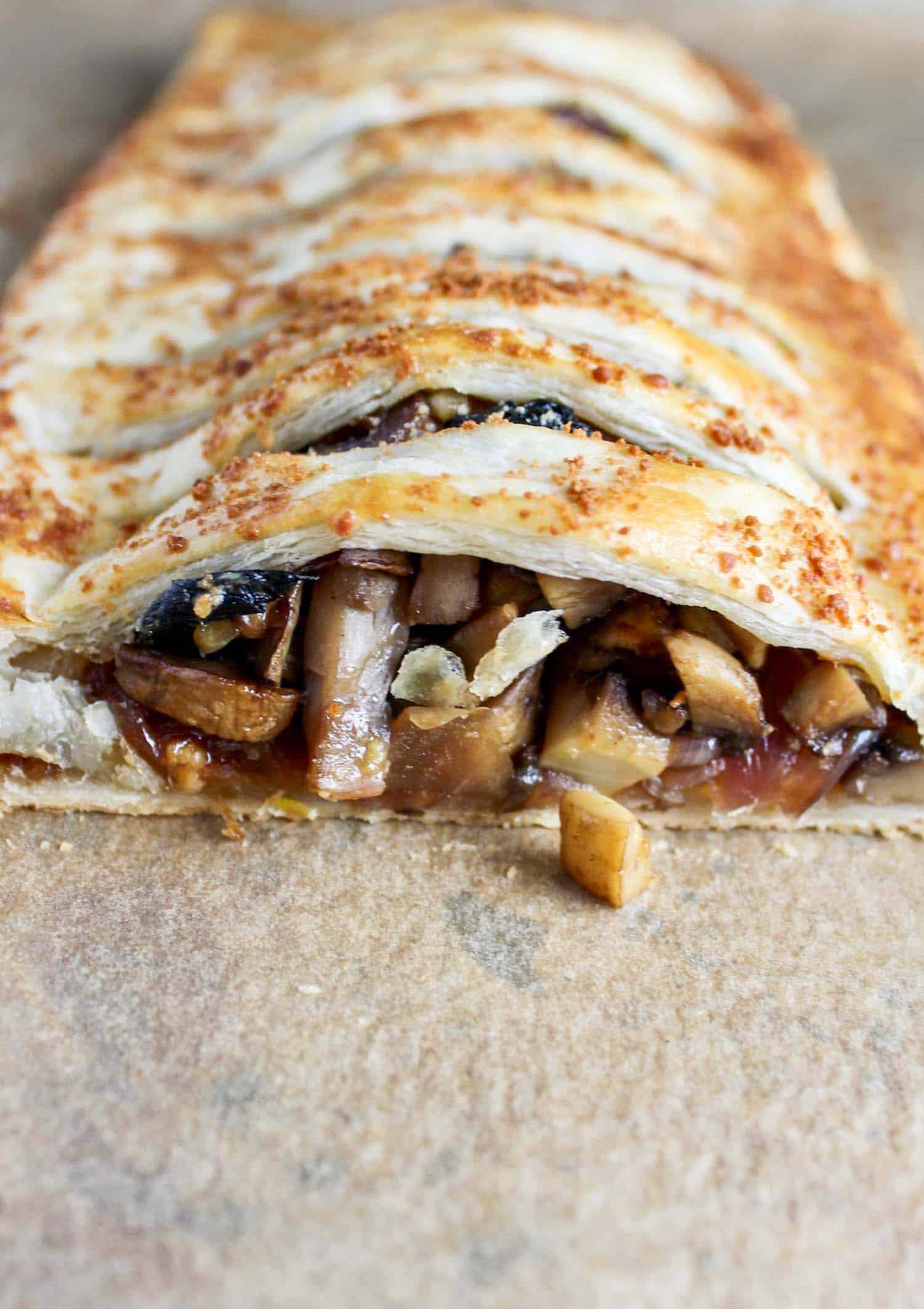 Mushroom Onion and Ramp Jalousie opened to see filling