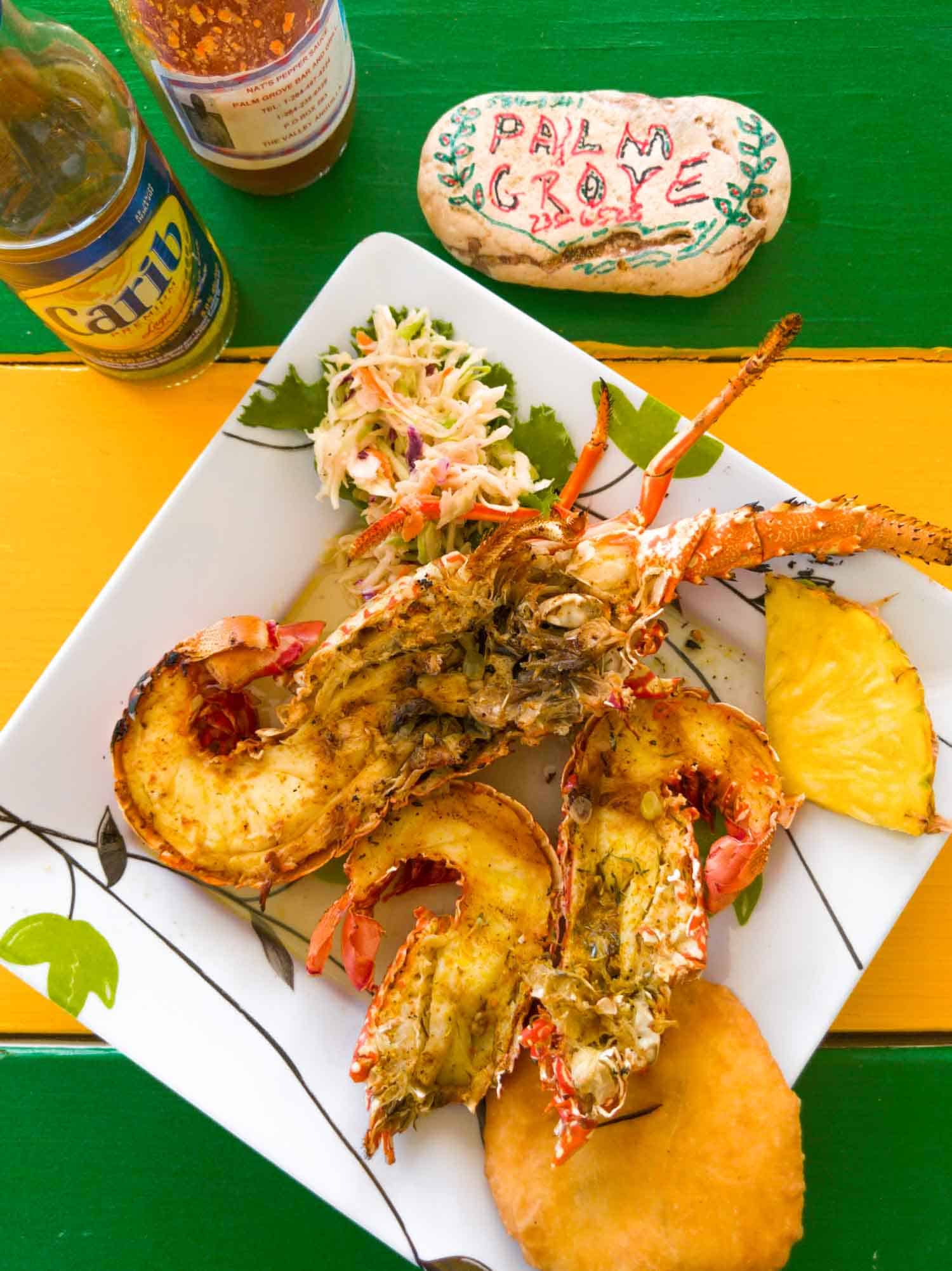 Anguilla lobster and crayfish from Palm Grove restaurant