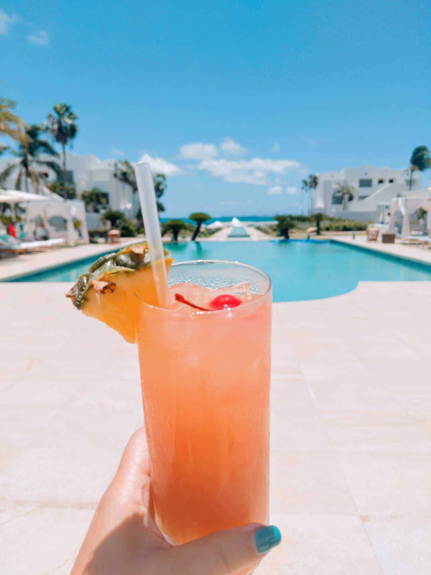 Rum punch in Anguilla welcome drink at Cuisinart.