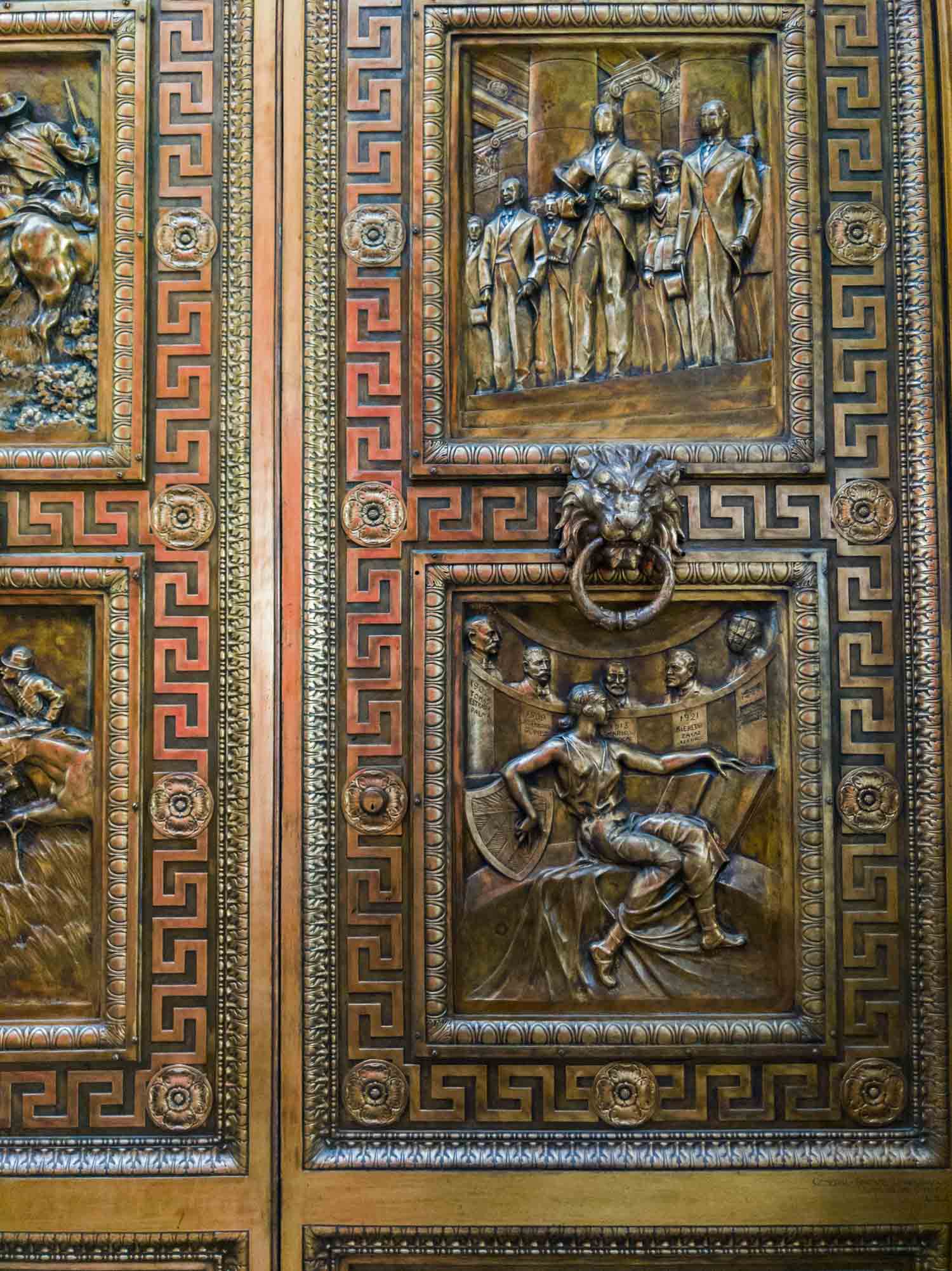 Bronze doors at El Capitolio, the capitol building in Havana Cuba