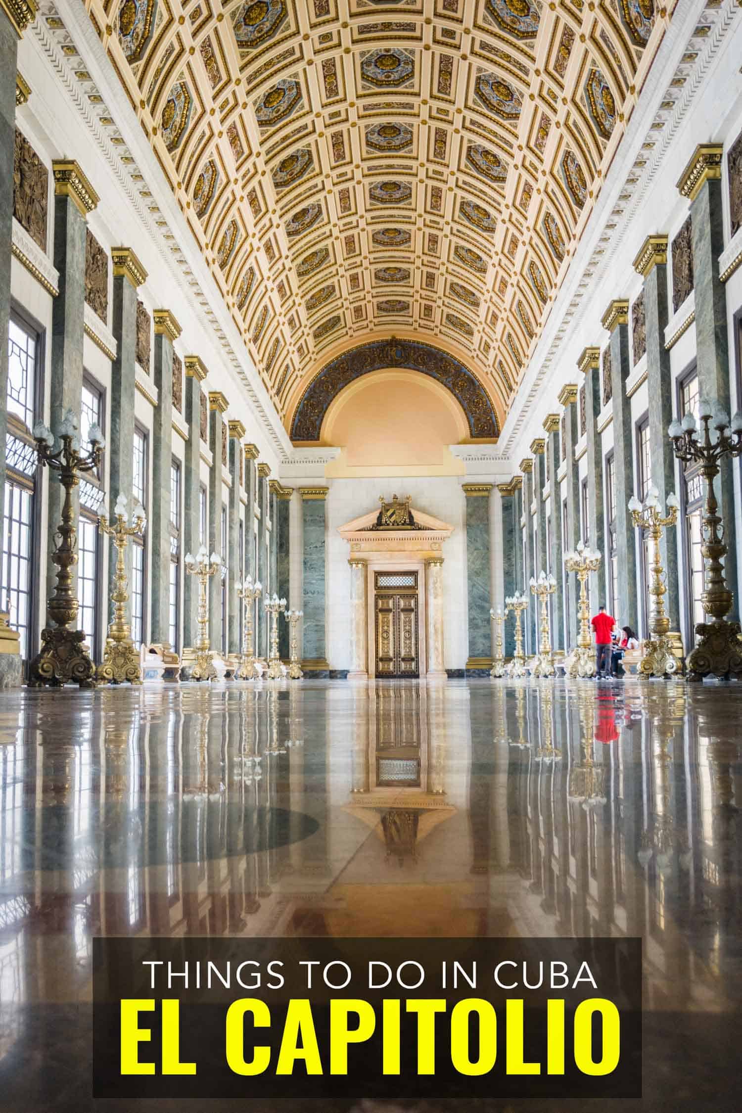 El Capitolio hallway, the capitol building in Havana Cuba has recently been restored.