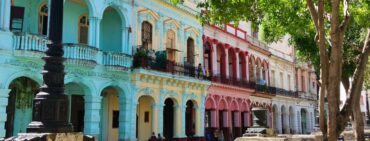 Paseo del Prado buildings during summer in Cuba