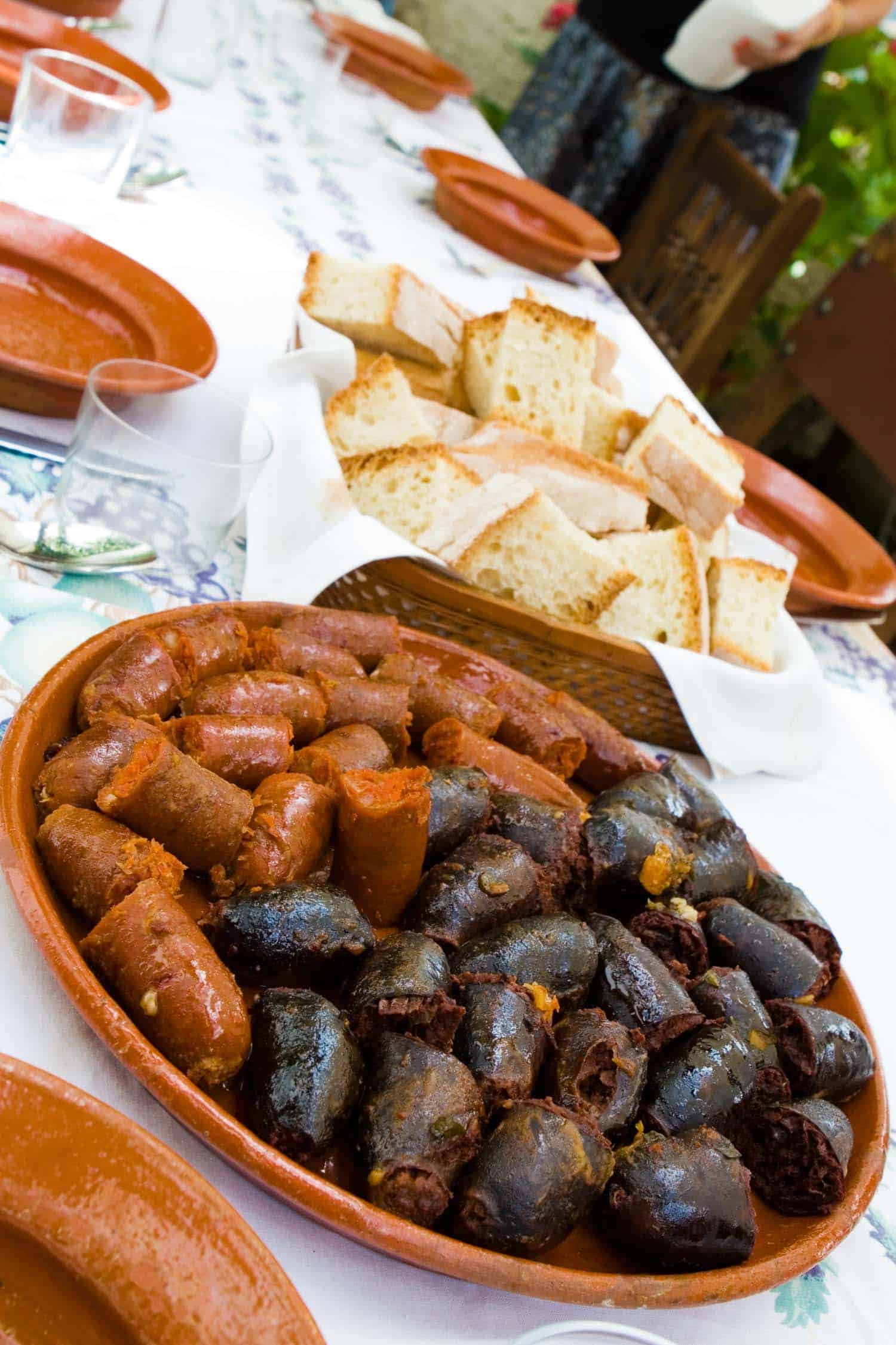 Table set for traditional spanish meal in vertical composition