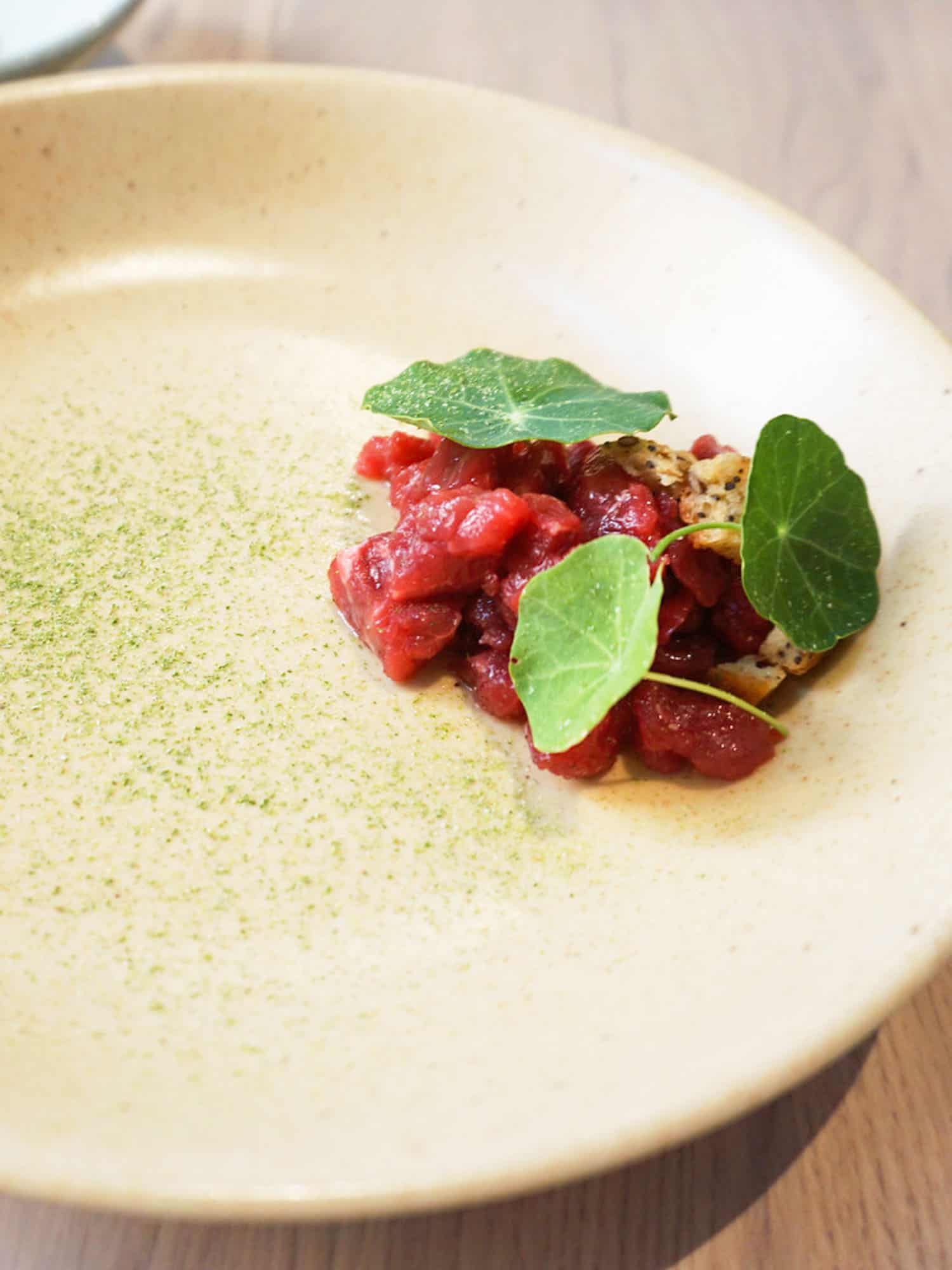 Classic French steak tartare on a plate