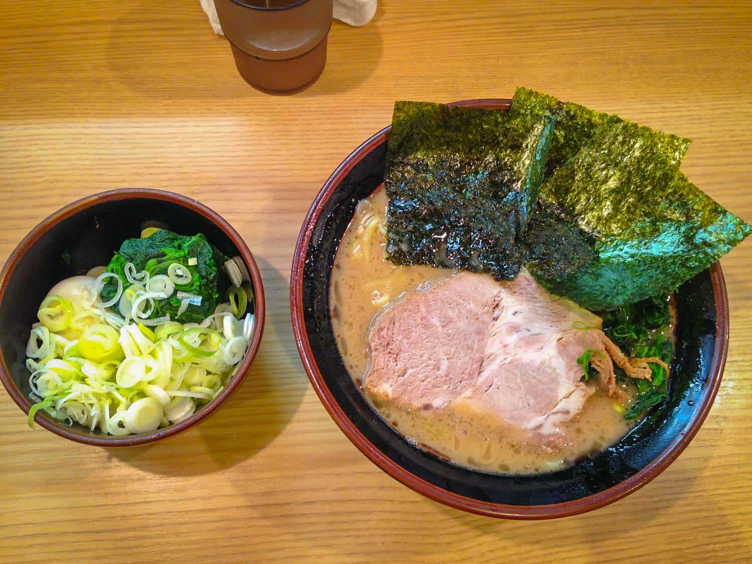 Ramen a popular Japanese food in Japan, in black bowls