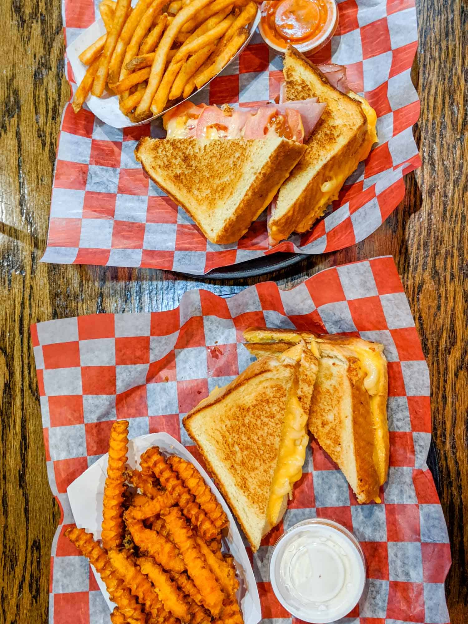 Cheesies restaurant in Chicago has grilled cheese sandwiches and fries.