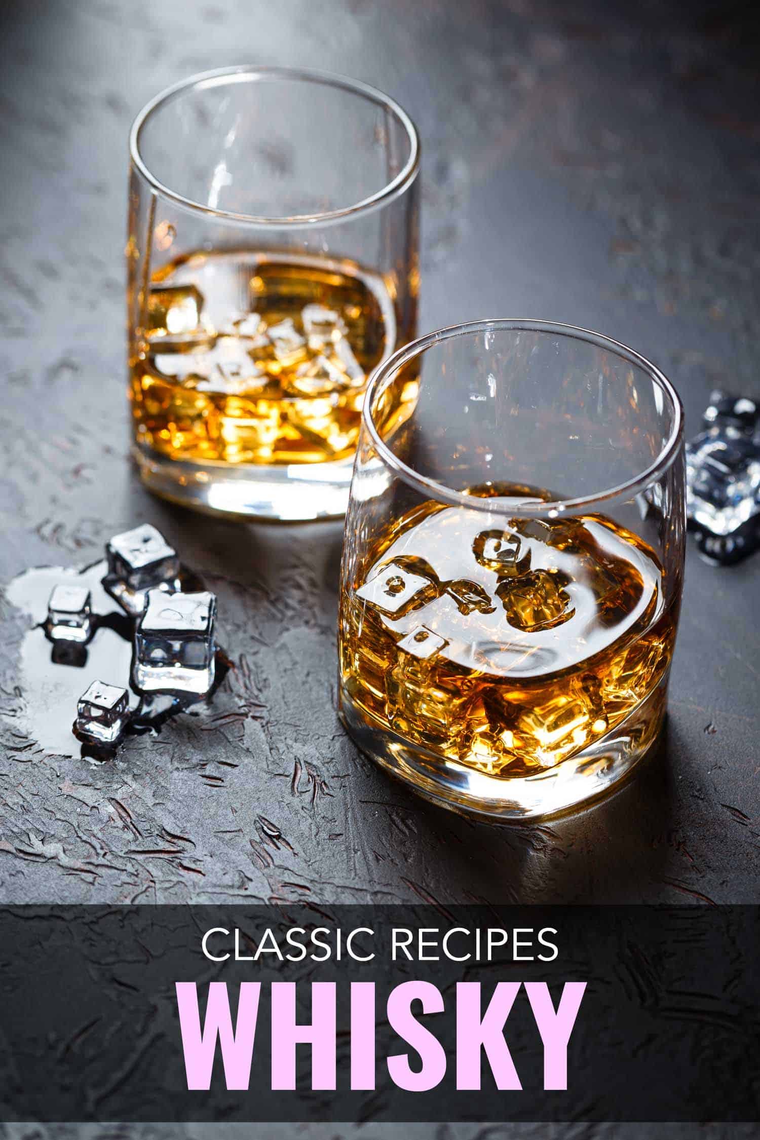 Classic whisky cocktails in low glasses