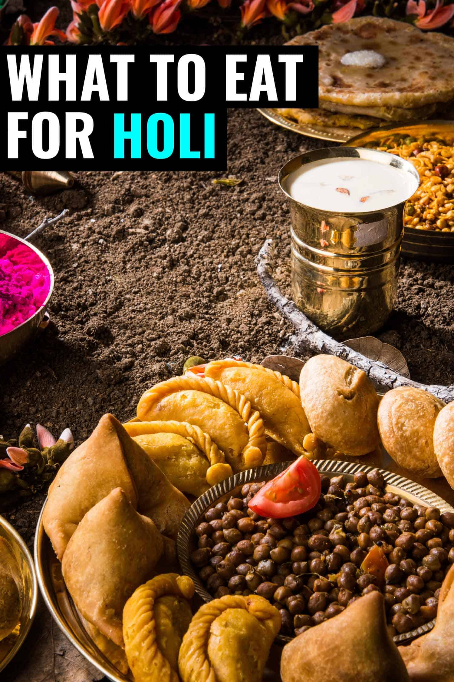 Plates of food for Holi, the colourful festival in India